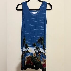 🎄Tropical Blue Sleeveless Dress